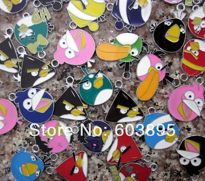 R85632! Рождественские Оптовые лоты 100PcsXSilver-tone bird уникальные эмаль Рождественский автомобиль Подвески Кулоны из нержавеющей стали