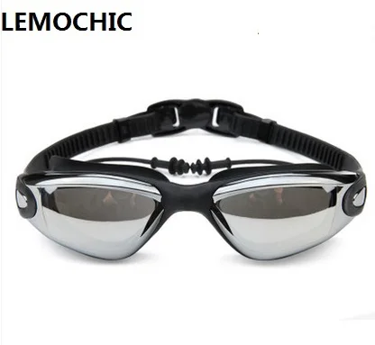 LEMOCHIC новые стильные противотуманные водонепроницаемые очки высокого качества с ушной вилкой foe мужские очки для взрослых Гоночные Очки для плавания - Цвет: BLACK