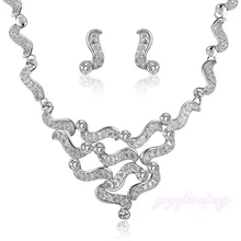 Mytys Oro Blanco Chapado En Oro Blanco Cristalino Claro Plateado Sistemas de la Joyería de Sistemas de la Joyería de Diseño de Malla CN203