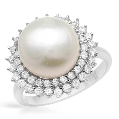 Я и Цзуань S925 серебристый белый культивированный Диаметр 9~ 10 мм Pearl Romantic простой цветок кольцо Модные украшения подарок для женщин
