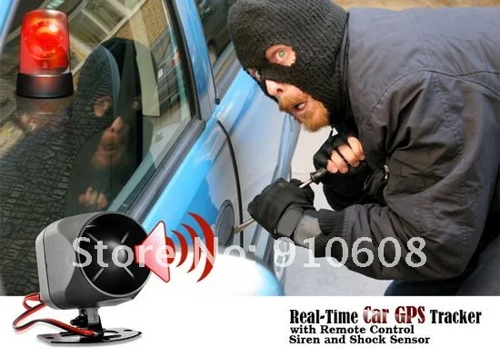 GPRS GSM Quadband GPS Car Tracker with remote control siren Shock Sensor Alarm tracking system TK103C