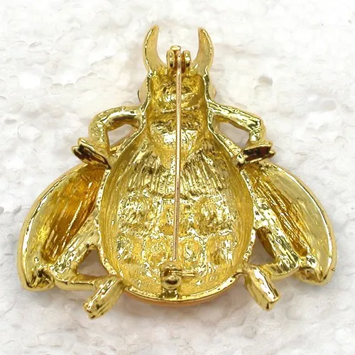 12 шт./лот Rhinestone эмаль Жук Pin Броши C101902