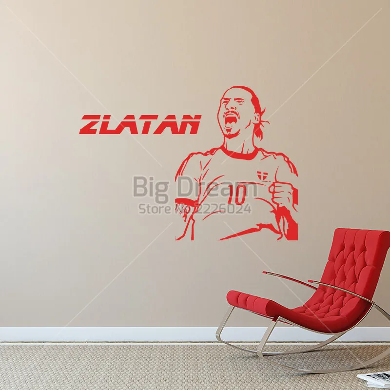 Новинка дизайн Златан Ибрагимович рисунок стены Стикеры Винил DIY Home Decor Football Star Наклейки Футбол спортсмен-плеер детская комната