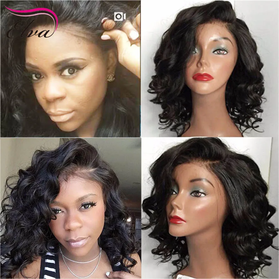 

7A Brazilian Human Hair Lace Front Wigs Black Women Short Wavy Human Hair Wigs Glueless Full Lace Human Hair Wigs With Baby Hair