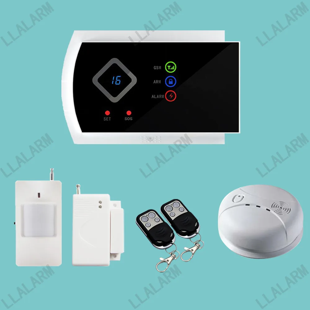 

Wireless GSM SMS Alarm System Supported Andorid & IOS APP Control Kit Smoke Alarm Sensor