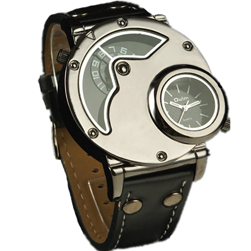 

Original New Russian Aviator Pilot Army Military Wrist Mens Quartz Watch Dual time black leather band