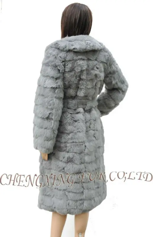 Cx-g-a-124 oversize лоскутное кролик Мех животных длинное пальто зима новые пальто с Мех животных ремень