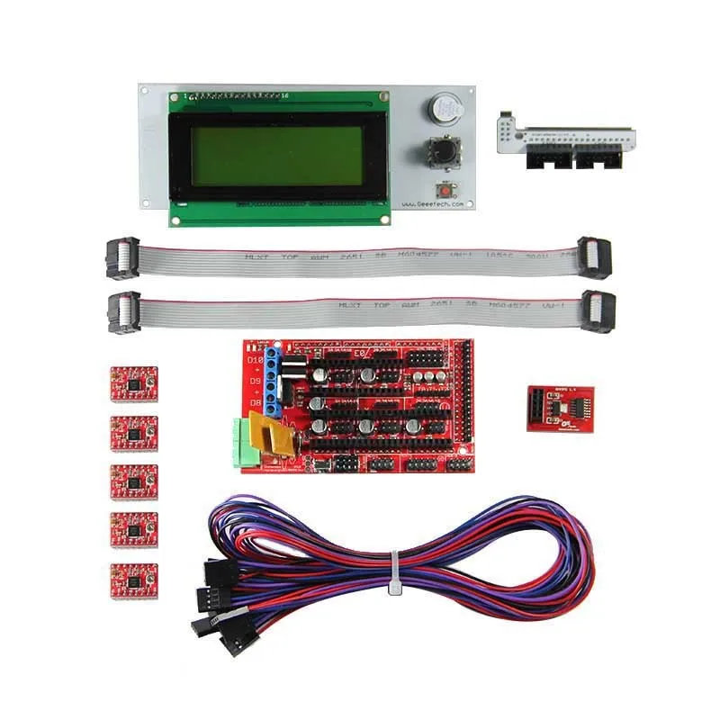 3D-принтеры старт комплекты ramps1.4 SD карты секционная 5 шт. A4988 Драйвер шагового двигателя, LCD2004 умный контроллер перемычек
