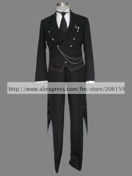 Аниме Black Butler Косплэй-черный Bulter Куро shitsuji Косплэй костюм для вечеринки на Хэллоуин костюм Бесплатная доставка