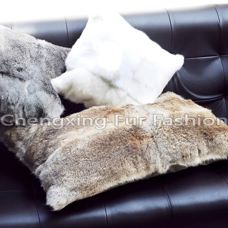 Free Shipping CX-D-68 Home Fashion 50x75cm Real Rabbit Fur Pillow Case