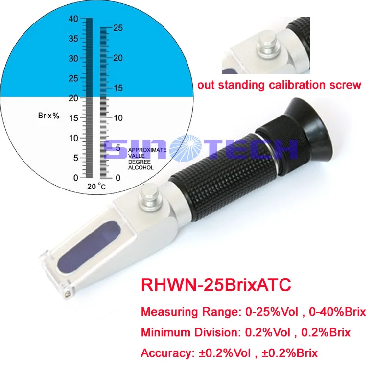 6 шт./лот ручной дизайн спирт и виноград рефрактометр RHWN-25BrixATC