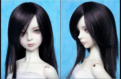 [wamami] 02# Black Straight Wig For 1/4 MSD DOD BJD Dollfie 7-8"