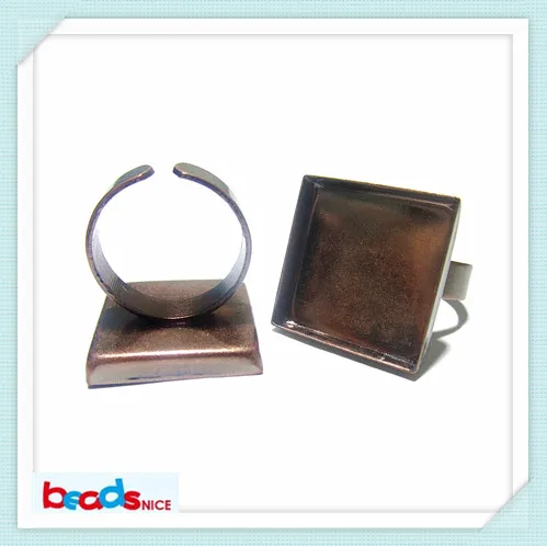 Beadsnice квадратная Регулируемые кольца основа Blanks футболки для девочек медные оправы для колец кольцо пустой подходят для 25 мм для "сделай сам" для изготовления украшений ID7102