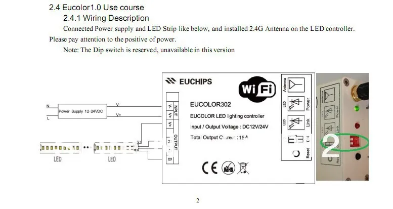 Eucolor302; 3-канальный выход RGB светодиодный контроллер Wi-Fi, DC12-24V вход; 5А* 3 канала