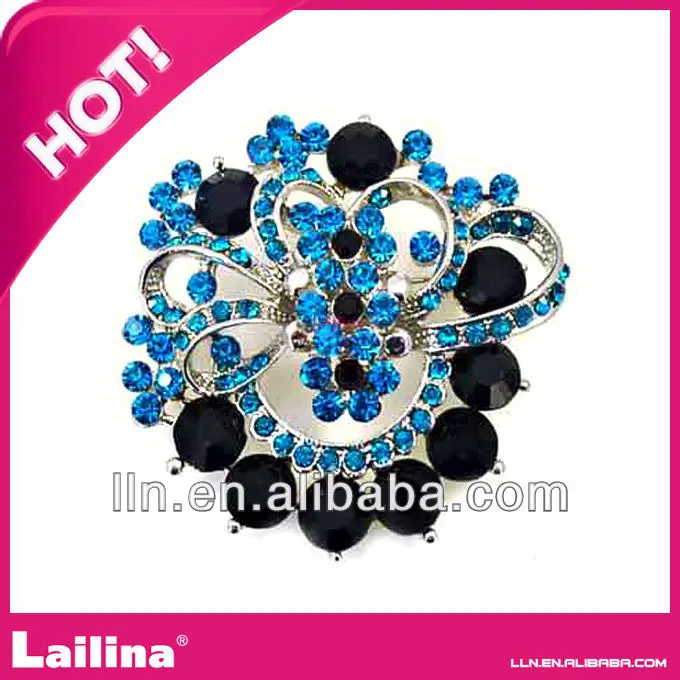 Graceflu blue crystal& Черный rhinestone брошь Контактный Ювелирные Изделия Горный Хрусталь брошь pin