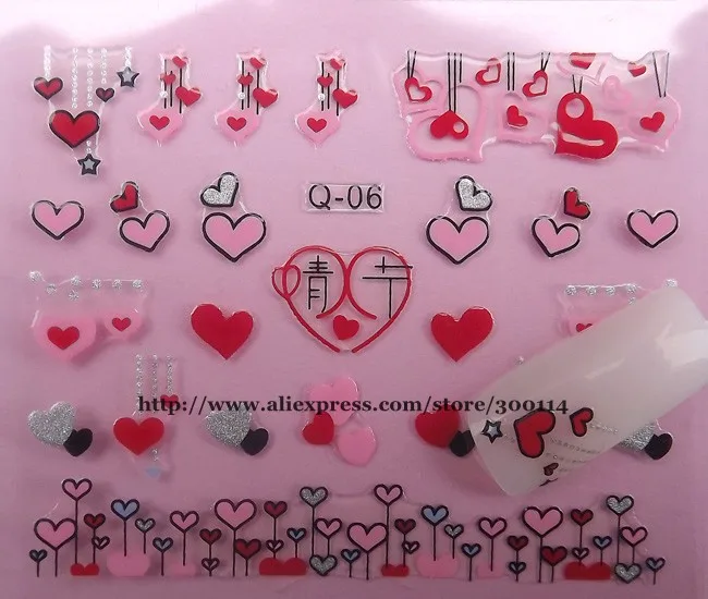 Наклейки для дизайна ногтей на День святого Валентина, украшения для красоты, накладные ногти для праздников, обертывания, 500 упаковок в партии