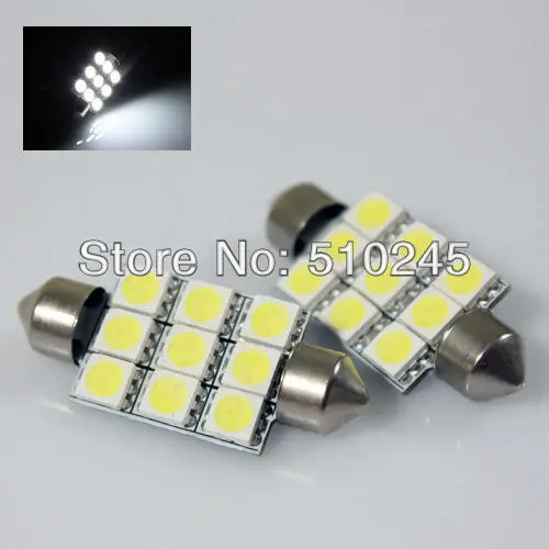 100X Авто белый 39 мм C5W Автомобильный светодиодный ламповая гирлянда 5050SMD 9 светодиодный SMD 9SMD авто светодиодный свет лампы
