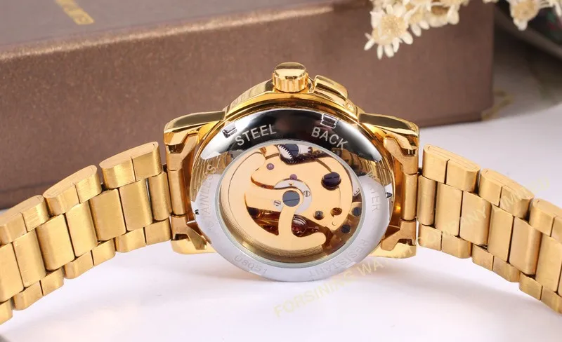 Winner новые женские автоматические часы с скелетом золотого цвета из нержавеющей стали модные брендовые часы Заводская WRL8011M4G2