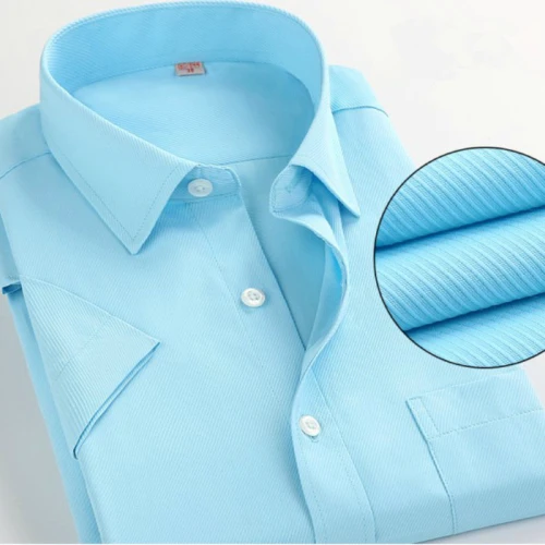 Summer Plus Size 10 Colors Business&Casual Men Dress Shirt Short Sleeve Shirt Solid Color Slim Fit Man/Boy Shirts YN541 - Цвет: DX1406