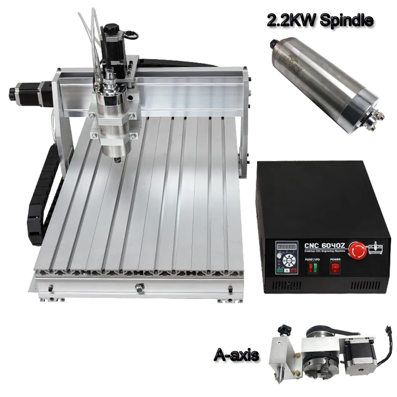 

New Updated 4-Axis Cutter 220V 6040 2200W USB Mach3 CNC Engraving Machine Parallel Connection With Computer Router Engraver