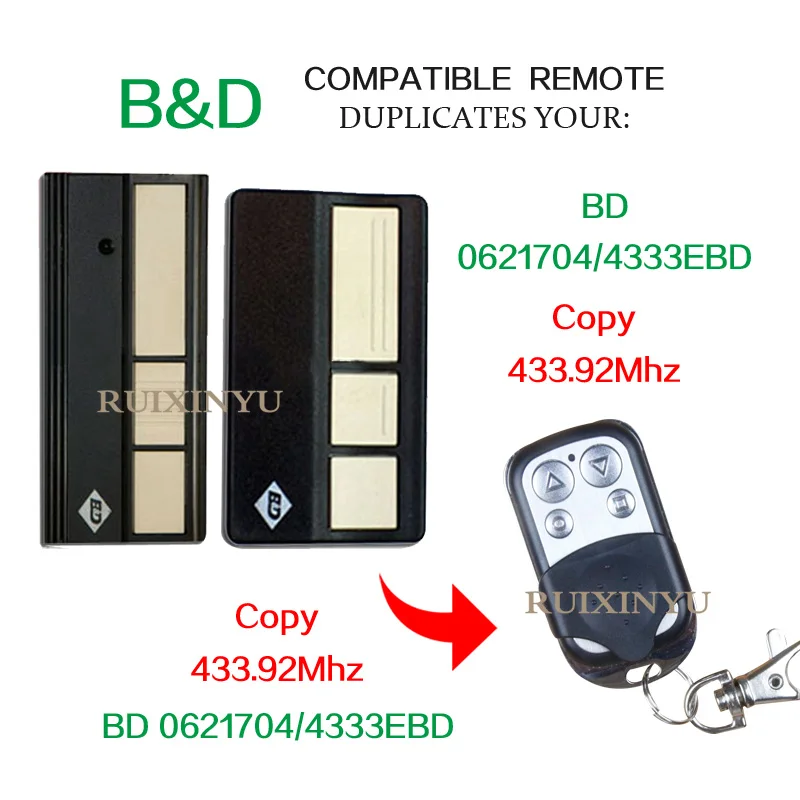 B & D bd0621704/bd4333ebd высокое качество 433.92 мГц высокое качество 433.92 мГц Копировать двери гаража ворота клапаном двери пульт дистанционного