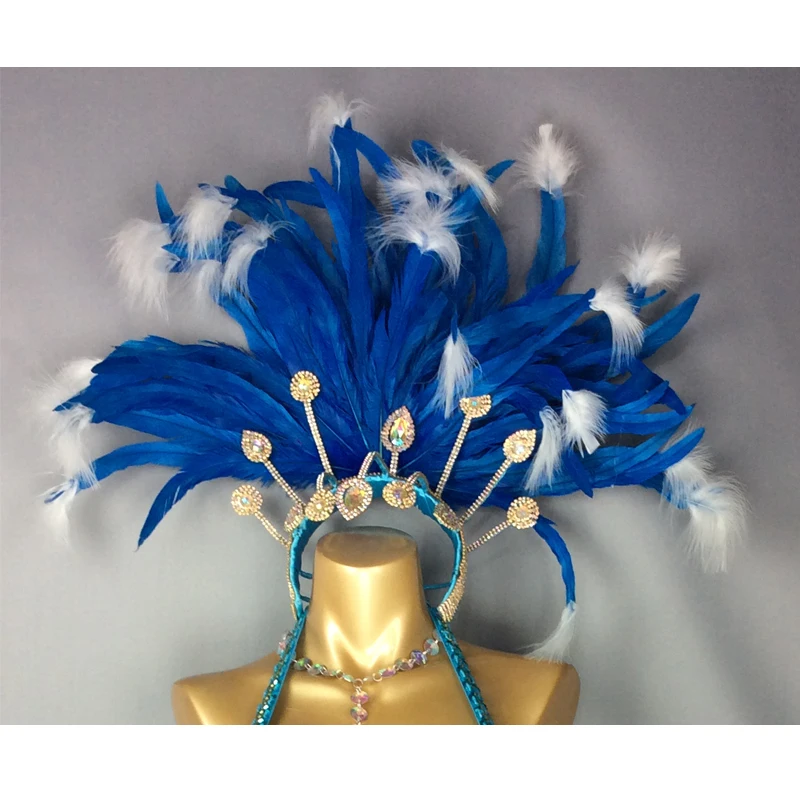 Conjunto de disfraces de carnaval de Samba Rio para mujer, traje de danza  del vientre con lentejuelas con cuentas, pieza de cabeza de pluma turquesa,  Sexy, nuevo - AliExpress