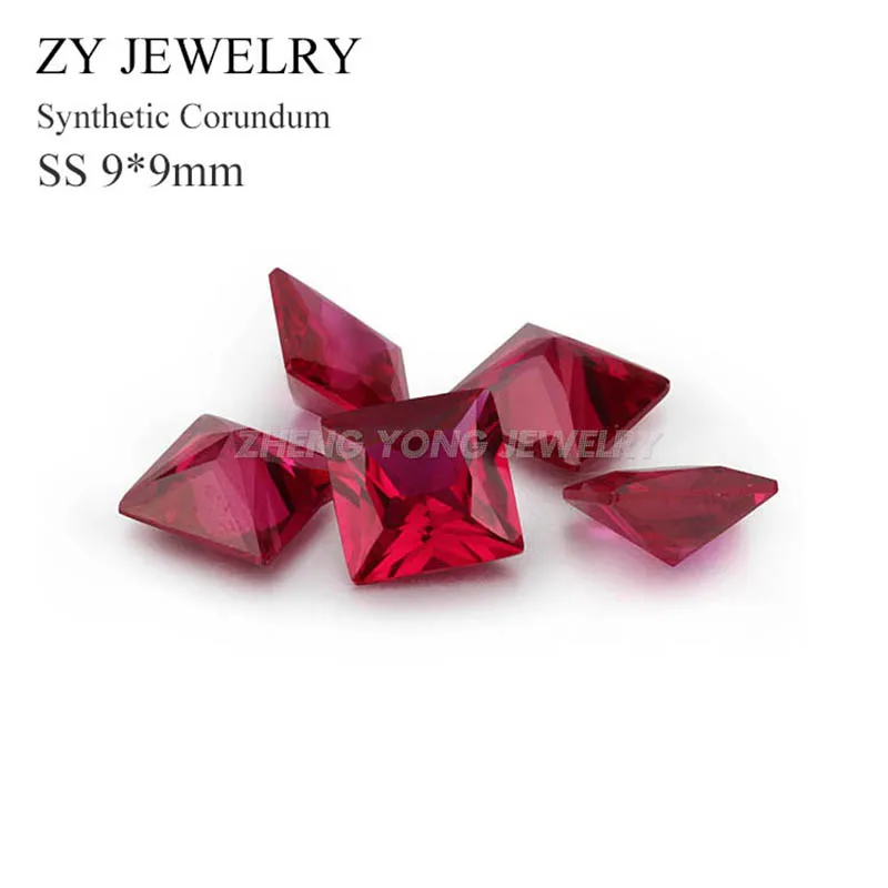 

50PCS Square Shape 9x9mm Loose 5# Synthetic Corundum Stone Beads In Jewelry