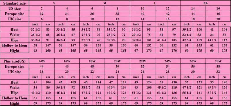 size chart