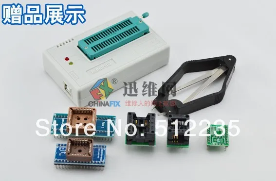 Купить получить шесть обновлен 5,91 новая версия TL866cs USB программист + 5 шт. адаптеры, IC AVR PIC Биографические очерки 51 MCU вспышка, win7 64bit
