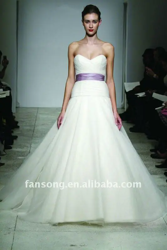 Newest Sweetheart Neckline Lilac Taffeta Sash Trumpet Heart Shaped