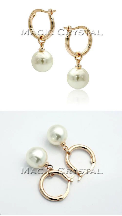 MOONROCY Free Shipping Fashion Jewelry Austrian Crystal For Women rose Gold Color Imitation pearl Earring Gift