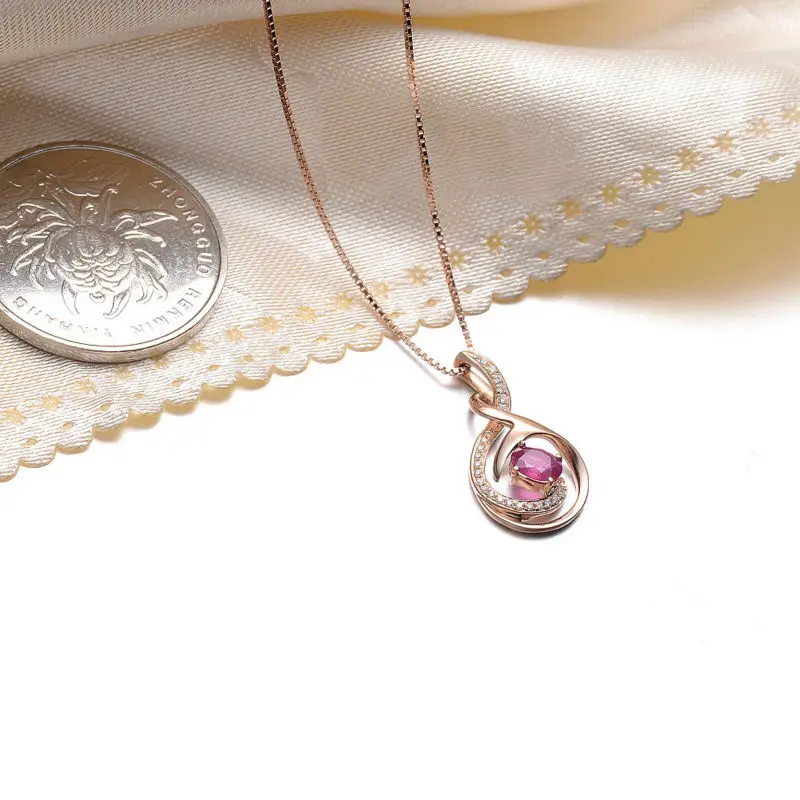 Новинка GVBORI 0.33ct с натуральным Рубином, ожерелье из страз с подвеской 925 Стерлинговое Серебро цепочка, ювелирное изделие из драгоценных камней на День святого Валентина