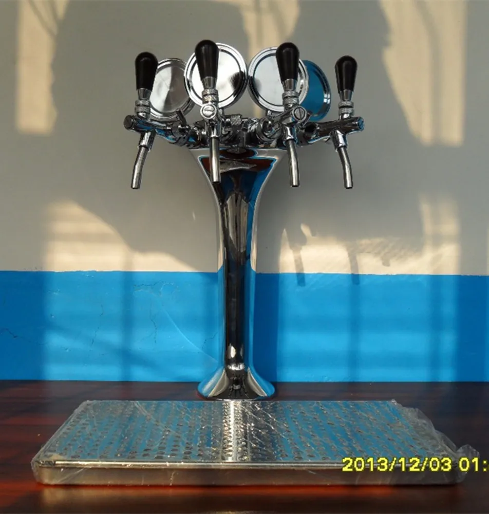 Бочонок kegerator диспенсер пива блок/4 пиво смесители/Пиво колонка, серебристый Пиво башня с 4 касания и поддон