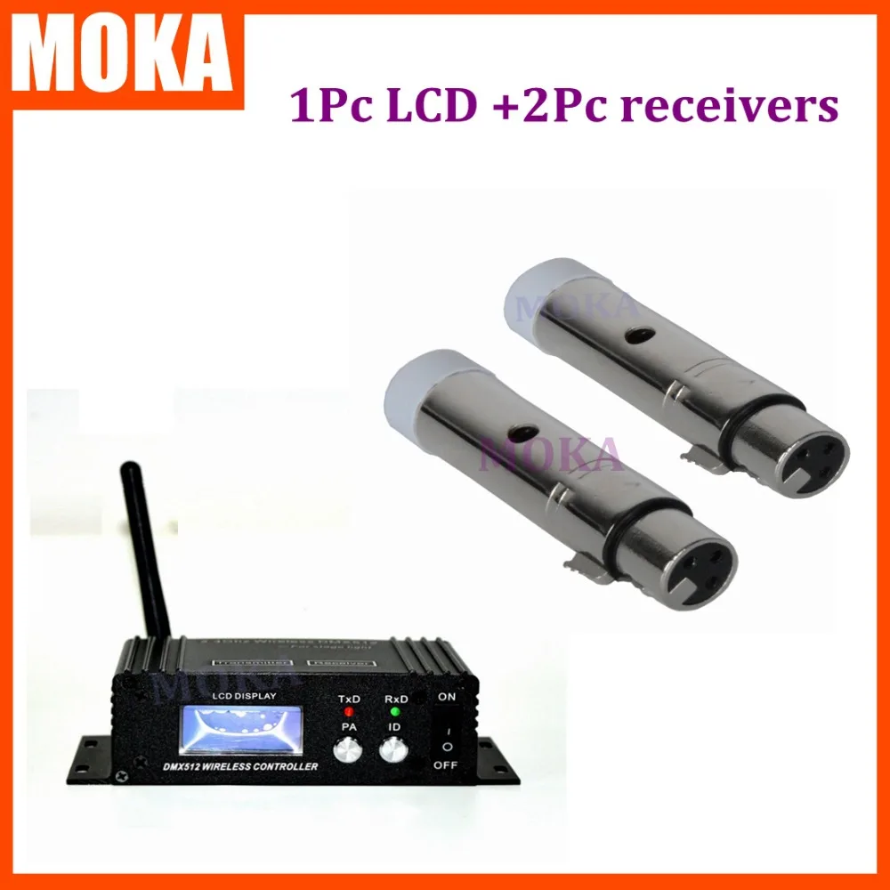 

3 Pcs/lot professional DMX 512 equipment 2 mini XLR receiver +1 lcd display Wireless Receiver/Transmitter for stage lights