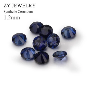 

500pcs/lot 1.2mm High Quality Round Machine Cut 34# Blue Synthetic Corundum Stone For Wax Setting Jewelry