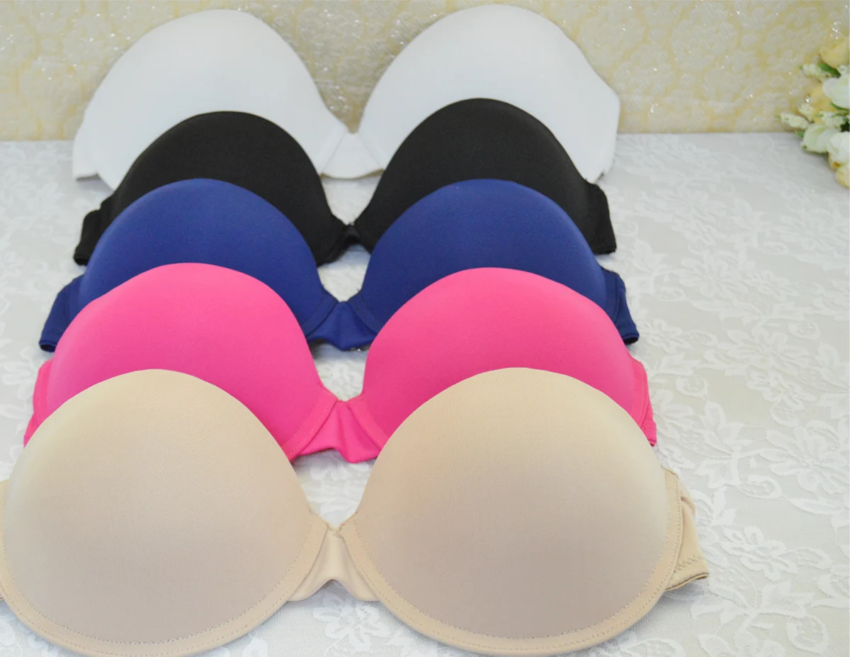 

New Wedding Lingerie Push Up Bras Invisible Transparnt Strapless Adjustable Clear Back Blue White Black Nude Rose 32-40 A B C D
