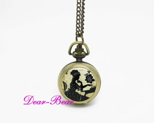6028) Винтаж бронза Victorian Lady играть в Шахматы Часы Цепочки и ожерелья карманные часы,, 12 штук в упаковке