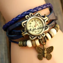 100 шт/партия, новая горячая Распродажа оригинальные женские кожаные винтажные часы с браслетом, наручные часы с подвеской