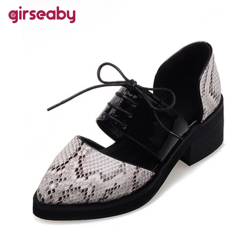 

Girseaby Lace-up Snake Square heel Middle heel Pointed toe Mature Sexy Shoes woman Female sandals Casual Summer Euro size 33-46