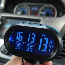 4 В 1 Автомобилей Стайлинг Автомобиля монтажа Монитора Цифровой СВЕТОДИОДНЫЙ Авто Термометр Зондирования + Авто Вольтметр + Noctilucos часы Бесплатная Доставка