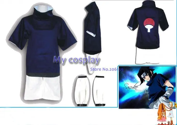 Аниме Наруто Косплей Одежда-Индивидуальный Naruto, Shippuden, SASUKE Uchiha 1-й мужской Косплей Костюм