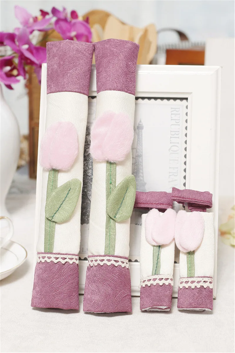 10pairs Refrigerator Handle Cover Pastoral Flower Style Cloth Door