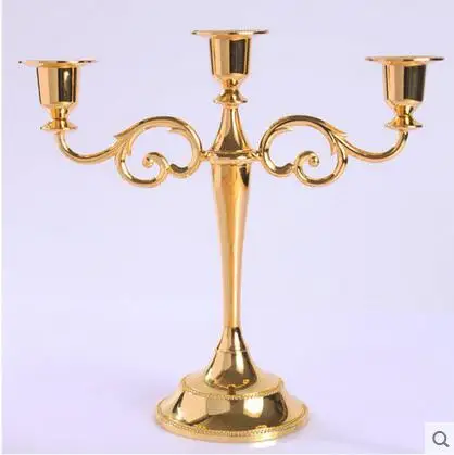 H27cm 3/ 5 arm gold candle holder retro candlestick gold candelabra for home deor chchristmas candle hodlers ZT031 - Цвет: 3 light