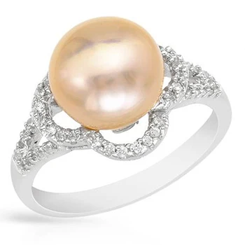 

I&zuan S925 Silver Golden Cultured Freshwater Diameter 9~10mm Pearl Romantic Beautiful Simple Ring Jewelry For Women Party Gift
