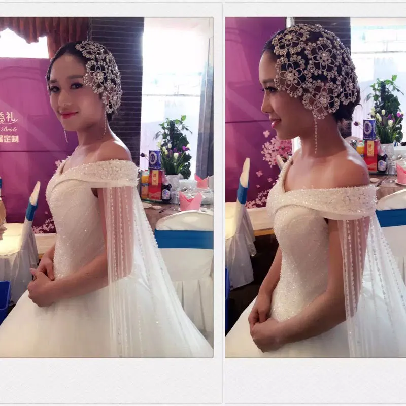 Luxo total de cristal headbands Folha de prata Coroa Tiara Do Casamento de Cristal Liga Rainha Princesa Coroa de Noiva Acessórios Para o Cabelo (3)