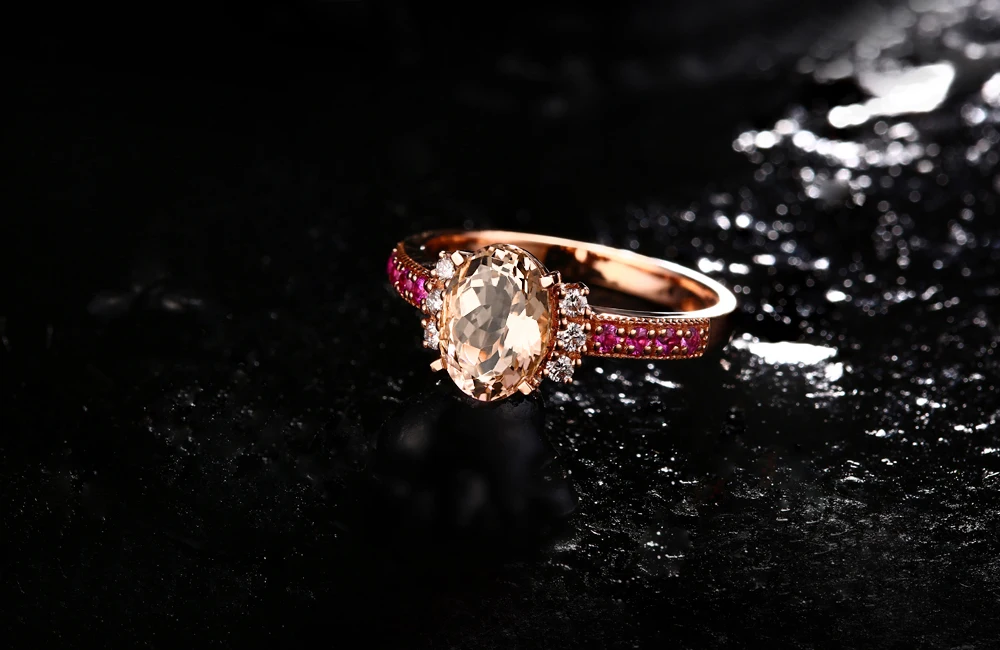 Caimao ювелирные изделия 14К розовое золото 1.78ct натуральный морганит с бриллиантами и розовые сапфиры обручальное кольцо