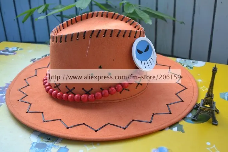 Короткая футболка с героями из японского аниме «One Piece Эйс шляпа Кепки Косплэй оранжевый