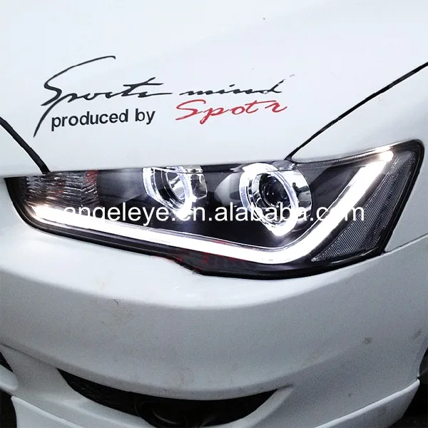 Для Mitsubishi для Lancer превышать 2008-2013 год LED Ангельские глазки фары черный Корпус yz