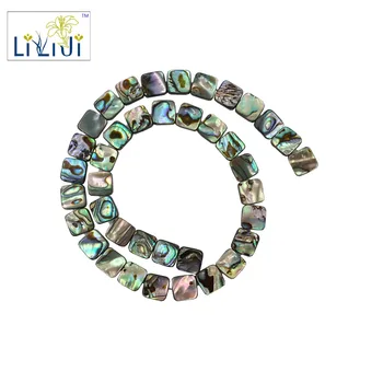 

LiiJi Unique New Zealand Peacock Blue Abalone Paua Shell Square Loose Beads DIY Jewelry Making Bracelet Necklace 39cm/15inch
