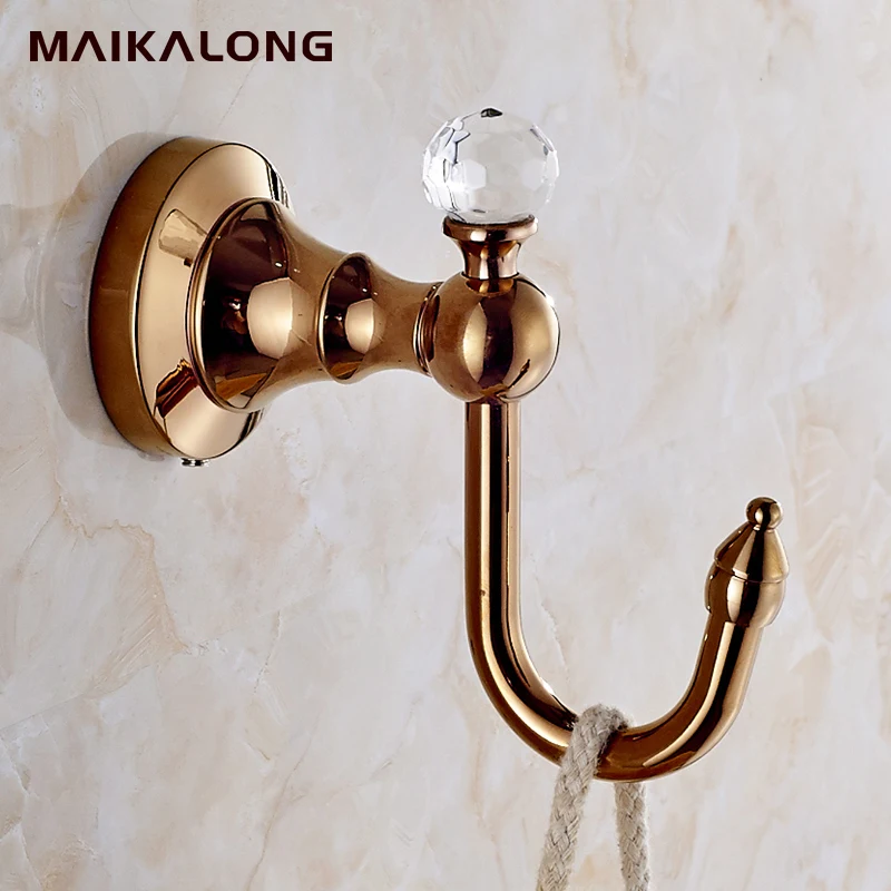 rose gold.luxury crystal & brass golden hook bathroom hangings gold